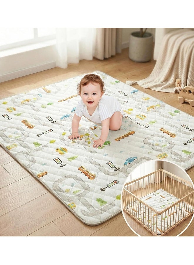 Beauenty Soft Sponge Baby Play Mat, Microfiber Fabric Crawling Mat, Baby Playpen Floor Pad, Foldable, 2cm Thick High-Resilience Sponge, Multi-Use Picnic Mat for Indoor Outdoor (127 * 127cm) - Image 1
